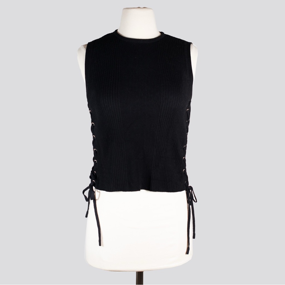 Zara Black Lace-Up Tank